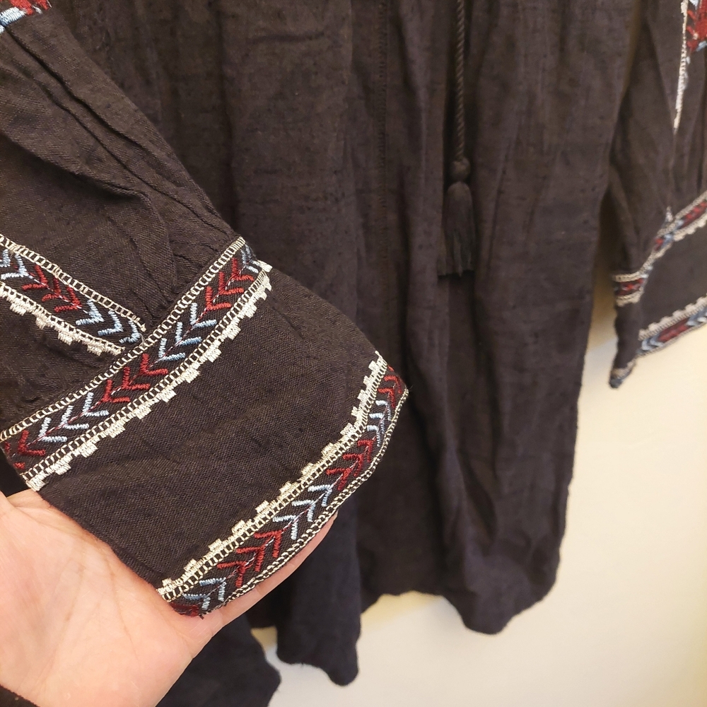Free People Boho All My Life Navy Burgundy Embrorded Mini Dress. XS - Picture 8 of 15